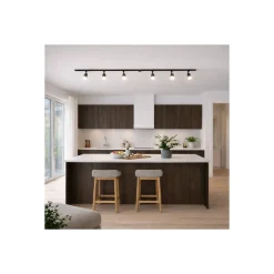 Bright Choice Komplett set 1-Fas Rail 3 Meter Svart | incl. 6x Spot + GU10 2700K 3W Dimbar + Ändkåpa, Strömkontakt och I-Anslutningsstycke