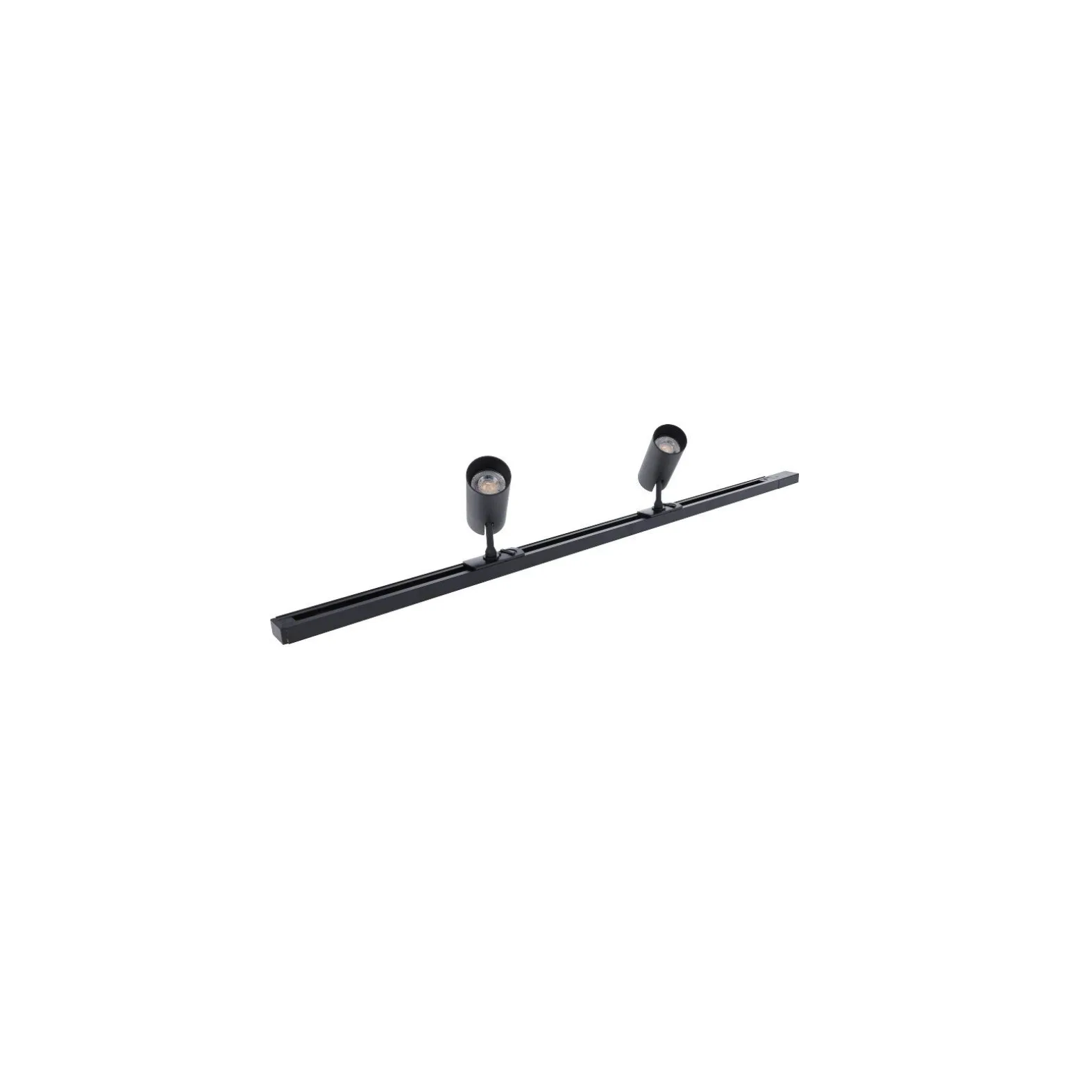 Bright Choice Komplett set 1-Fas Rail L 2 x 2 Meter Svart | incl. 8x Spot + GU10 2700K 3W Dimbar + Ändkåpa, Strömkontakt och L -Anslutningsstycke