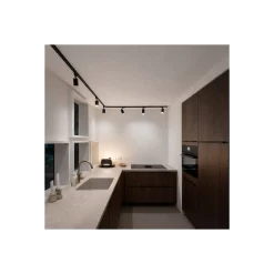Bright Choice Komplett set 1-Fas Rail L 1 x 2 Meter Svart | incl. 7x Spot + GU10 2700K 3W Dimbar + Ändkåpa, Strömkontakt och L -Anslutningsstycke
