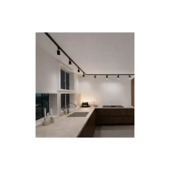 Bright Choice Komplett set 1-Fas Rail L 1 x 1 Meter Svart | incl. 4x Spot + GU10 2700K 3W Dimbar + Ändkåpa, Strömkontakt och L -Anslutningsstycke