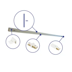 Bright Choice Rail Set 1-Fas 3 Meter Vit | incl. Ändkåpa, Strömkontakt och I-Anslutningsstycke