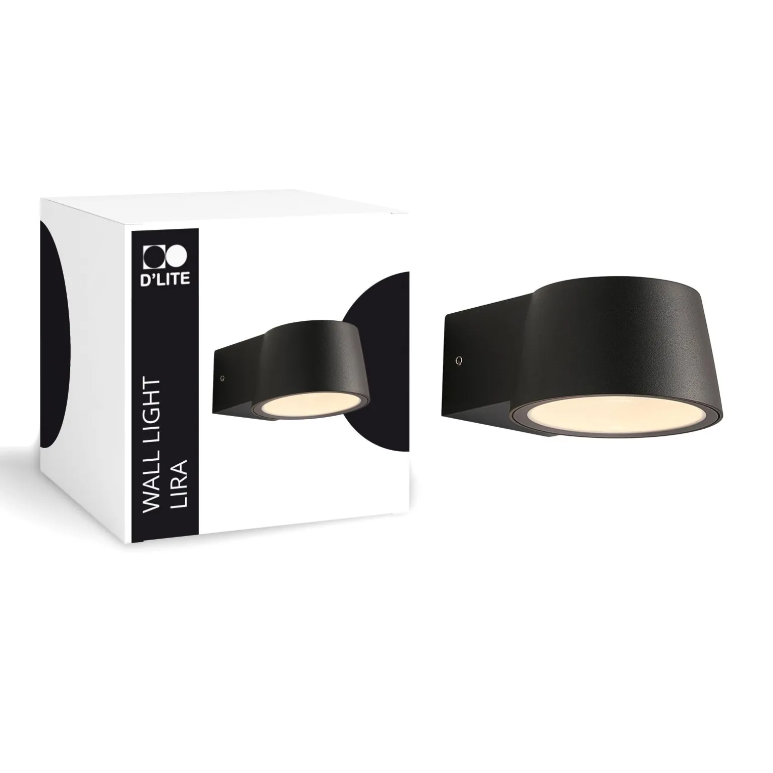 D'Lite Vägglampa Lira Svart 7W 600lm 830 Varm Vit | IP54