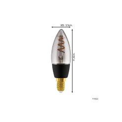 Eglo Connect.Z Smart LED Kronljus E14 Filament Smokey 4W 150lm - 820 Extra Varm Vit | Dimbar - Ersättare 15W