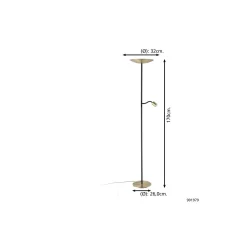 Eglo Golvlampa Conivarino Stål Brushed Mässing, Svart 30.5W 3150lm - 827 Extra Varm Vit | Dimbar