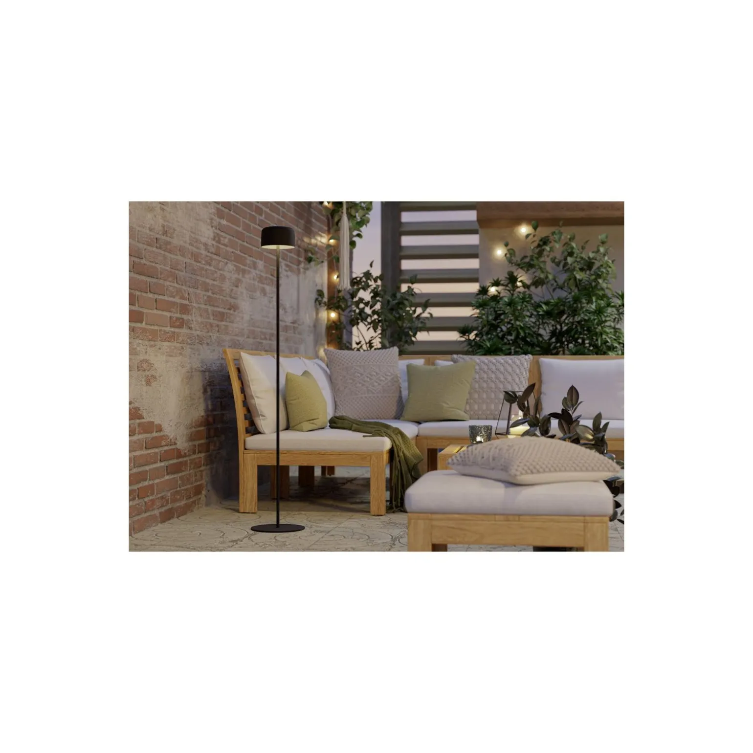 Eglo Golvlampa Roccanova-L Solar Stål Svart 2W 270lm - 830 Varm Vit | IP44 - Touchdimmerbar - USB-C