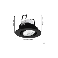 Eglo LED Spot Saliceto-Z Aluminium Svart 4.7W 440lm - 827-865 Justerbar Vit + RGB | 88mm - Utskärning 68mm - IP20 - Zigbee Dimbar