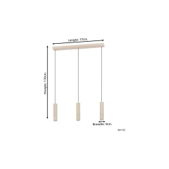 Eglo Pendellampa Caminia Stål Slipad 3x4.7W 3x345lm - 830 Varm Vit | IP20 - Inkl. 3x GU10