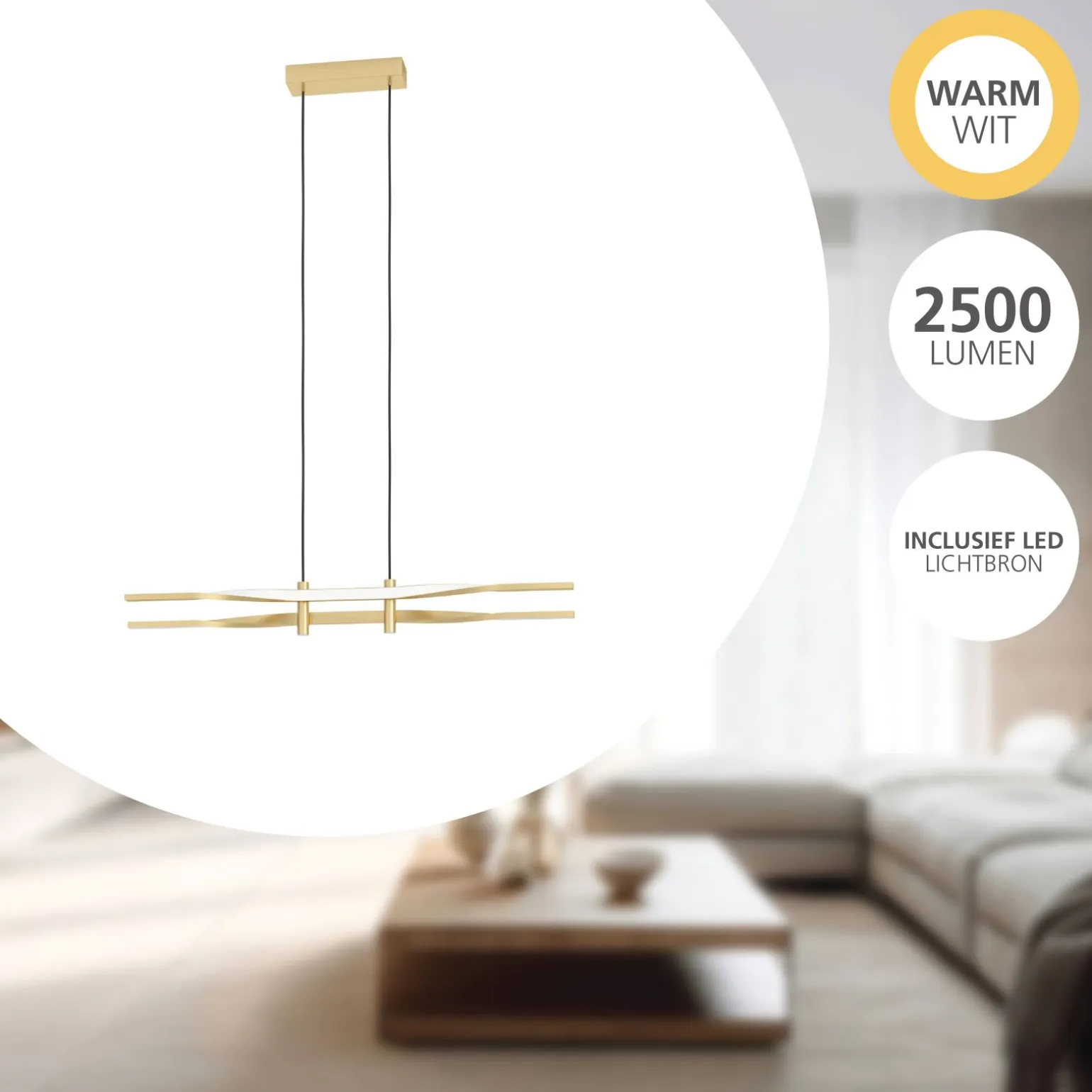 Eglo Pendellampa Colmeal Stål Guld 21W 2500lm - 830 Varm Vit