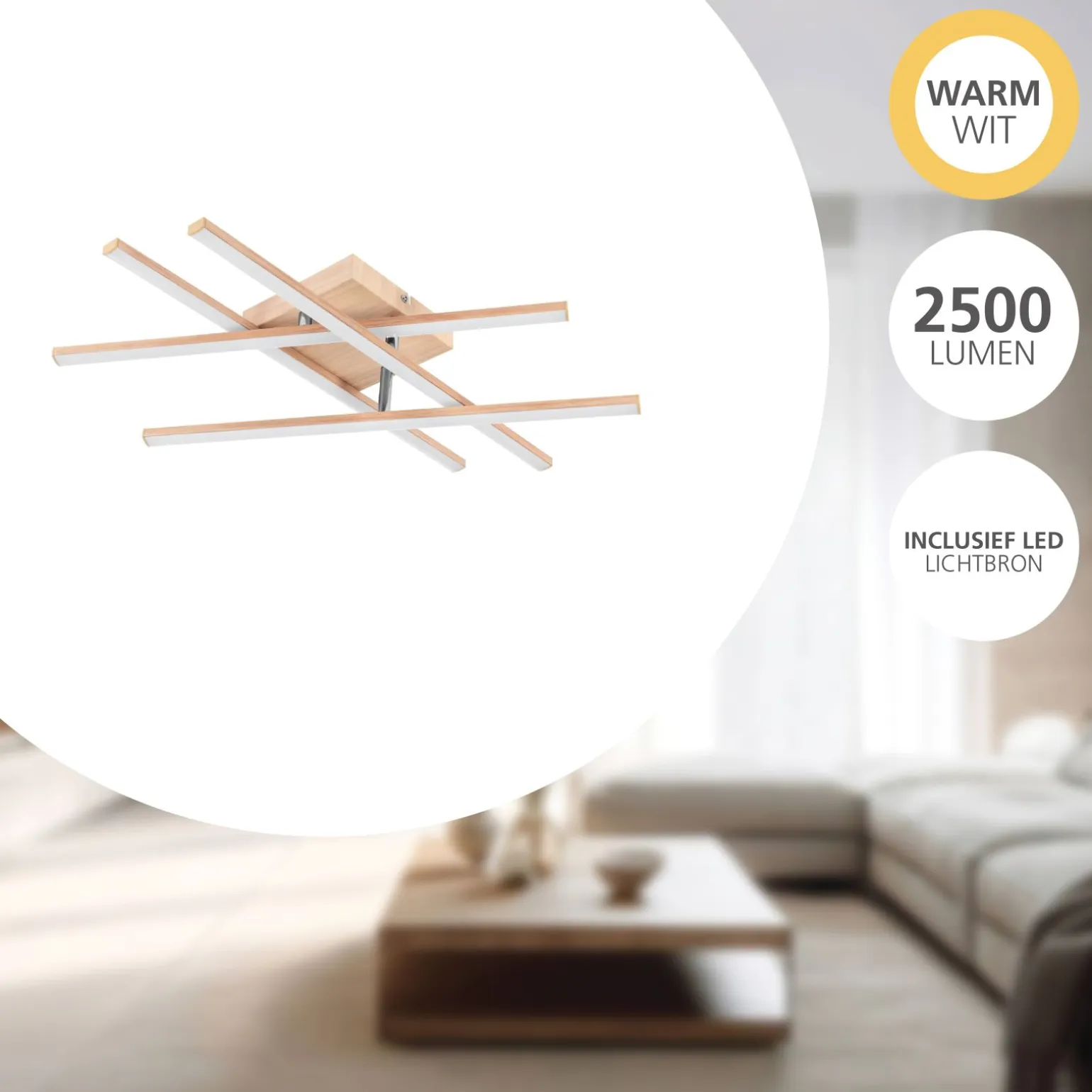 Eglo Taklampa Lasana 4 Stål Aluminium Trä 205W 2500lm - 830 Varm Vit