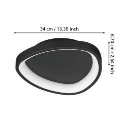 Eglo Taklampa Loretello Plast Stål Svart Vit 12W 1440lm - 827-865 Justerbar Vit | 350mm - Dimbar