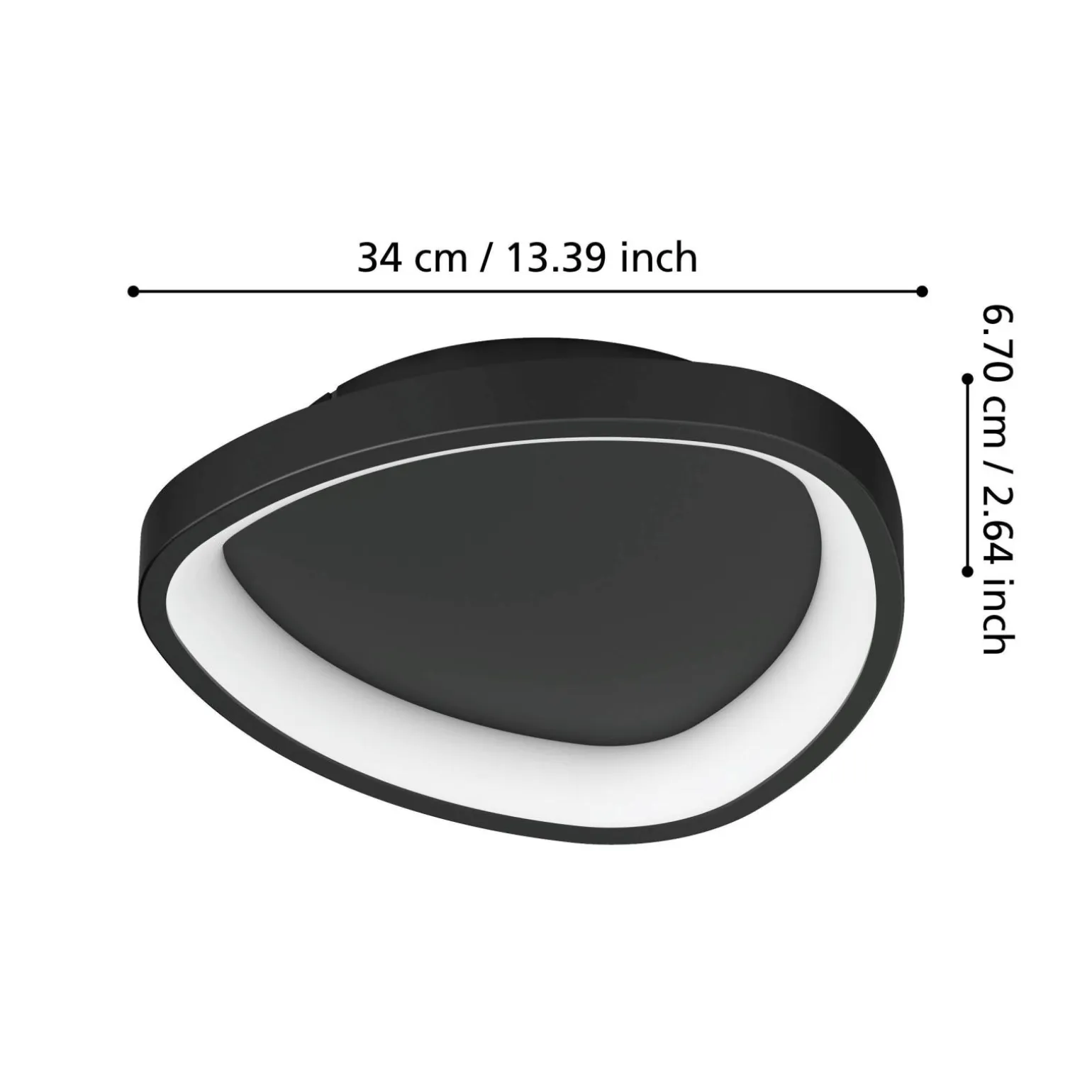 Eglo Taklampa Loretello Plast Stål Svart Vit 12W 1440lm - 827-865 Justerbar Vit | 350mm - Dimbar