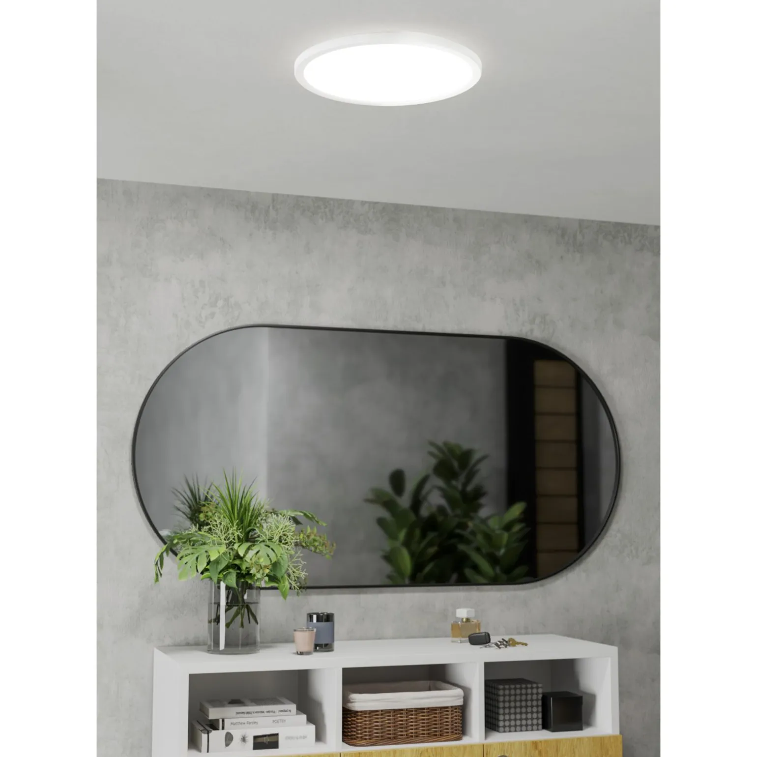 Eglo Taklampa Rovito-r Plast Vit 185W 2300lm - 827-865 Justerbar Vit | 389mm - IP44 - Dimbar