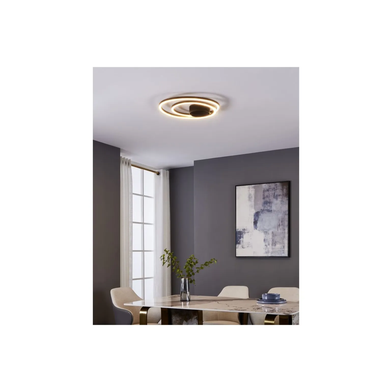 Eglo Taklampa Ruotale Aluminium Stål Svart 36W 4400lm - 830 Varm Vit | IP20