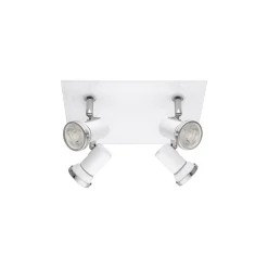 Eglo Taklampa Tamara 1 Stål Vit Krom 4x2.8W 4x250lm - 830 Varm Vit | IP44 - Inkl. 4x GU10