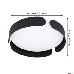Eglo Taklampa Valcasotto Stål Svart Vit 20W 2400lm - 830 Varm Vit | 370mm