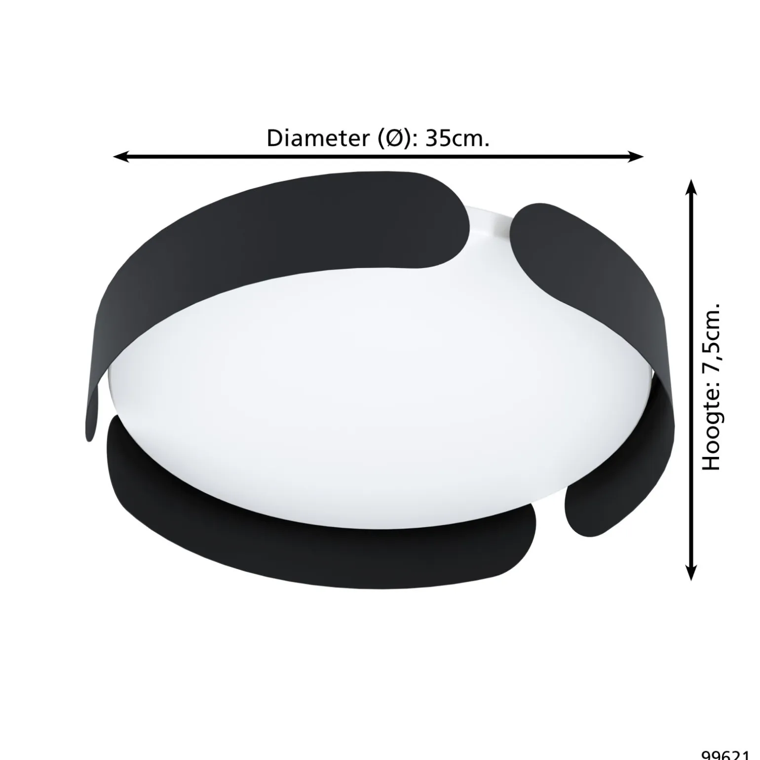 Eglo Taklampa Valcasotto Stål Svart Vit 20W 2400lm - 830 Varm Vit | 370mm