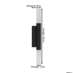 Eglo Vägglampa Alcudia Aluminium Stål Svart 55W 1200lm - 830 Varm Vit | IP44