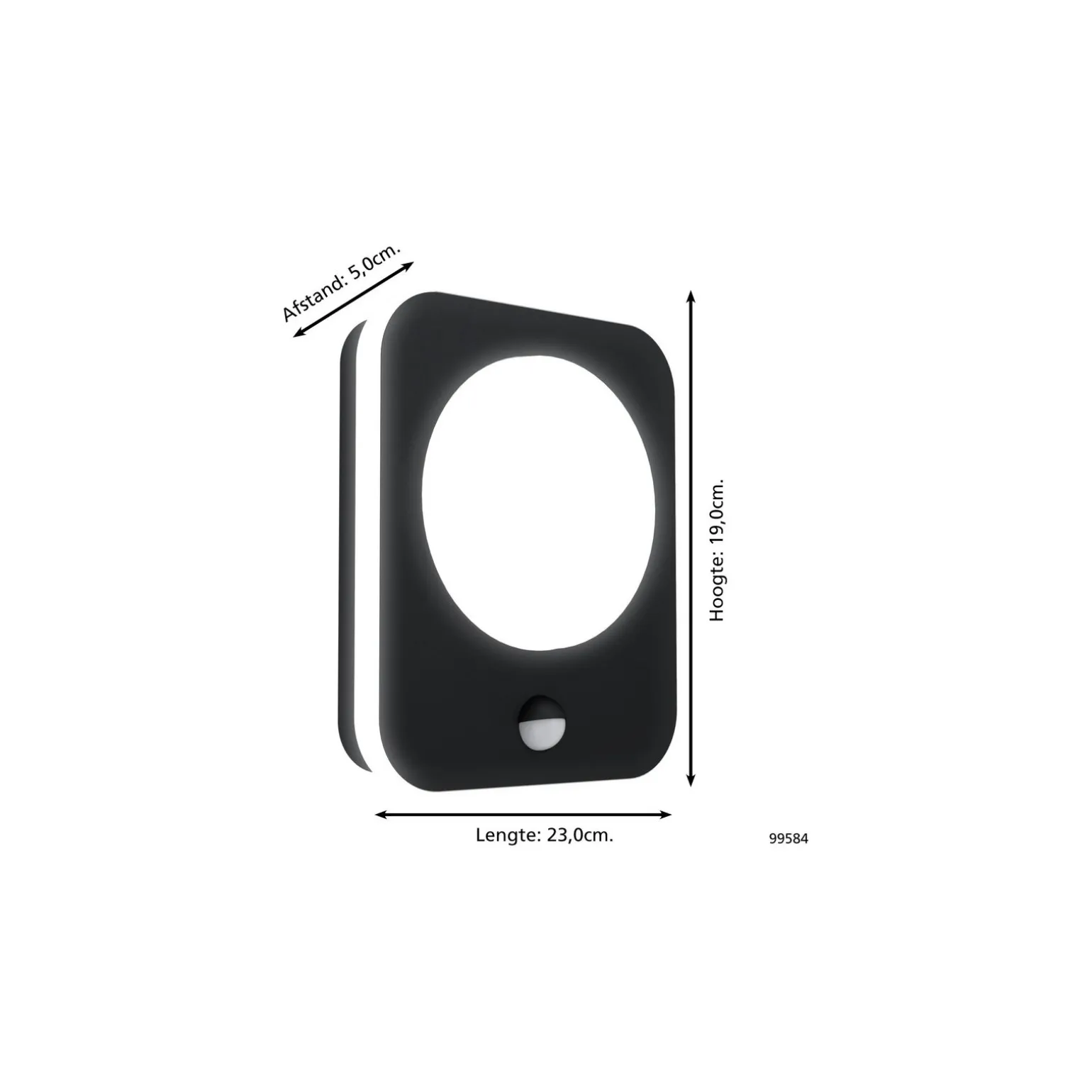 Eglo Vägglampa Madriz Aluminium Svart 3W 370lm - 830 Varm Vit | IP44 - Rörelsesensor