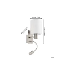 Eglo Vägglampa Pasteri Stål Satin Nickel 40 | IP20 - Inkl. Spot och Exkl. 1x E27