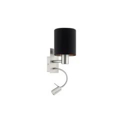 Eglo Vägglampa Pasteri Stål Satin Nickel 40 | IP20 - Inkl. Spot och Exkl. 1x E27