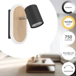 Eglo Vägglampa Rimbocchi Stål Svart 7W 850lm - 830 Varm Vit