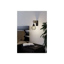 Eglo Vägglampa Townshend 5 Stål Trä Svart | IP20 - Passande för 1x E27