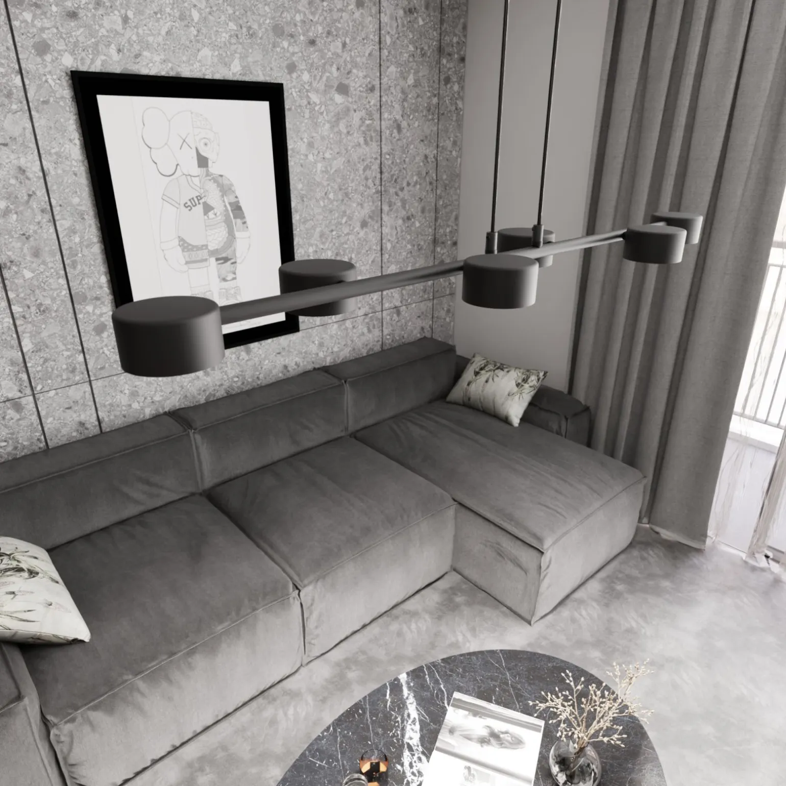 Emibig Pendellampa Megara Stål Svart | Passande för 6x GX53 - Max 12W
