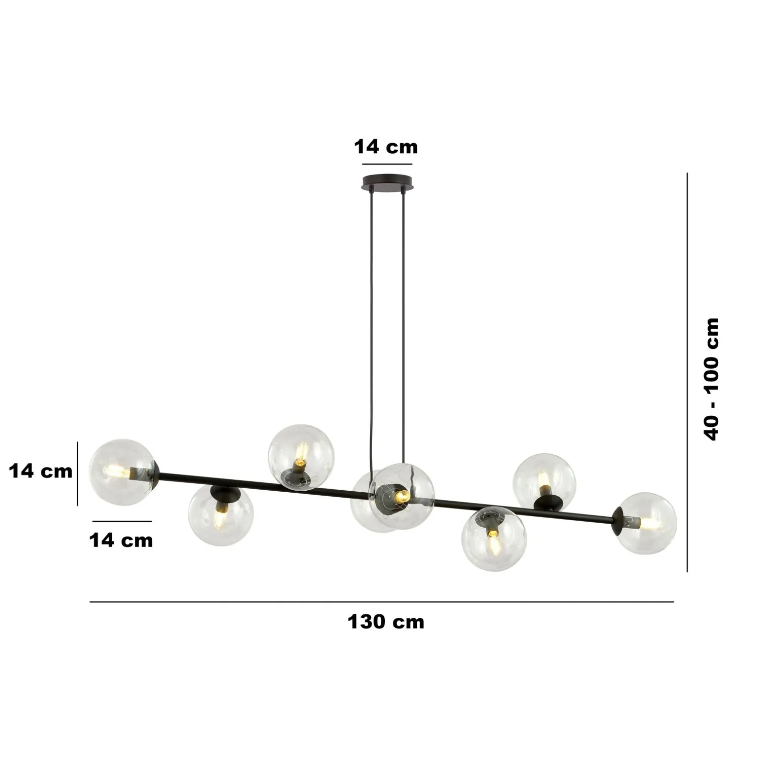 Emibig Pendellampa Rossi Stål Svart | Passande för 8x E14 - Max 10W