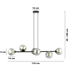 Emibig Pendellampa Rossi Stål Svart | Passande för 6x E14 - Max 10W