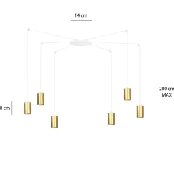 Emibig Pendellampa Traker Stål Vit | Passande för 6x GU10 - Max 10W