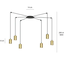 Emibig Pendellampa Traker Stål Svart | Passande för 6x GU10 - Max 10W