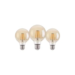 Flerpack 3x Eglo LED Globe E27 Filament Ambar 12W 400lm - 822 Extra Varm Vit | Ersättare 40W