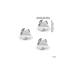 Flerpack 3x Eglo LED Spot Saliceto-Z Aluminium Vit 4.7W 440lm - 827-865 Justerbar Vit + RGB | 88mm - Utskärning 68mm - IP20 - Zigbee Dimbar