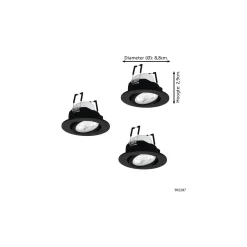 Flerpack 3x Eglo LED Spot Saliceto-Z Aluminium Svart 4.7W 440lm - 827-865 Justerbar Vit + RGB | 88mm - Utskärning 68mm - IP20 - Zigbee Dimbar