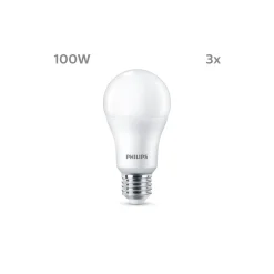 Flerpack 3x Philips Lampa LED E27 Päron Matt 13W 1521lm - 840 Kallvit