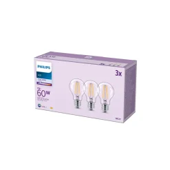 Flerpack 3x Philips Lampa LED E27 Päron Filament Klar 7W 850lm - 840 Kallvit