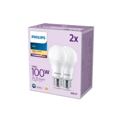 Flerpack 2x Philips Lampa LED E27 Päron Matt 13W 1521lm - 827 Extra Varm Vit