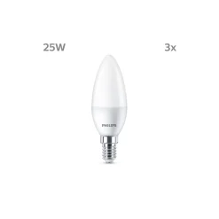 Flerpack 3x Philips Lampa LED E14 Kronljus Matt 3W 250lm - 827 Extra Varm Vit