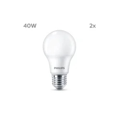 Flerpack 2x Philips Lampa LED E27 Päron Matt 5W 470lm - 827 Extra Varm Vit