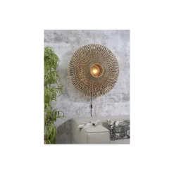 Good&Mojo Vägglampa Bali Bambu Svart L | Passande för 1x E27