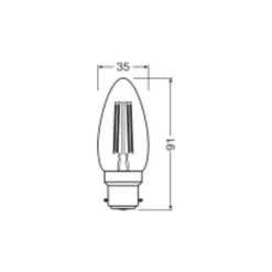 Ledvance Classic LED B22 Kronljus Filament Klar 3.4W 470lm - 827 Extra Varm Vit | Ersättare 40W