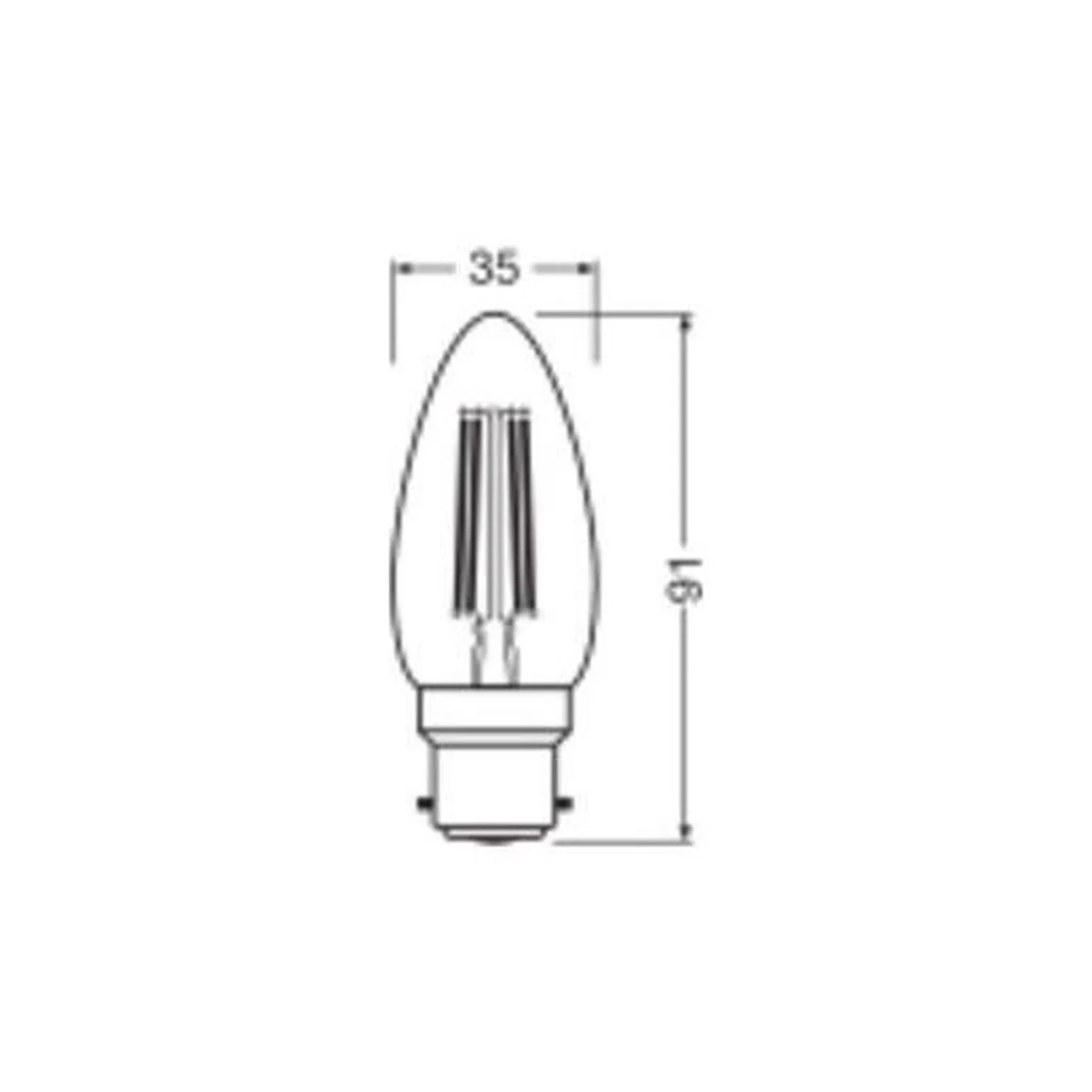 Ledvance Classic LED B22 Kronljus Filament Klar 3.4W 470lm - 827 Extra Varm Vit | Ersättare 40W
