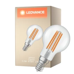 Ledvance Classic LED E14 Boll Filament Klar 2.2W 470lm - 827 Extra Varm Vit | Ersättare 40W