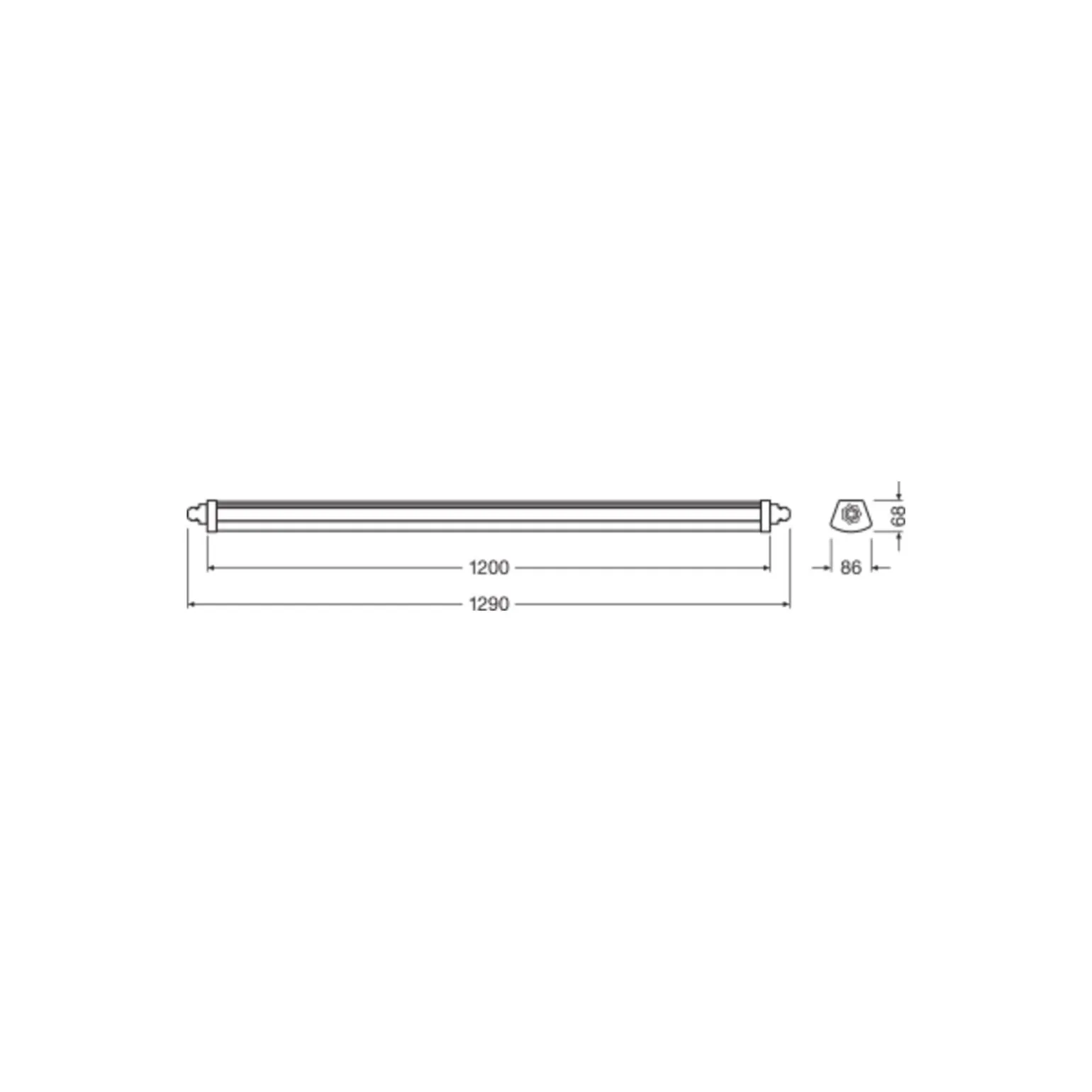Ledvance LED Allmänbruksarmatur Vattentät Fukttät Kompakt 44W 5400lm - 840 Kallvit | 120cm