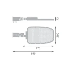 Ledvance LED Gatubelysning Area Large RV35ST Aluminium Grå 90W 12150lm 155X69D - 765 Dagsljus | IP66 - Asymmetrisk