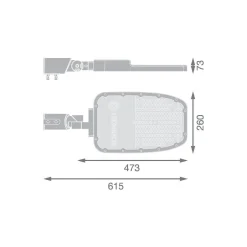 Ledvance LED Gatubelysning Area Large RV35ST Aluminium Grå 120W 16200lm 155X69D - 740 Kallvit | IP66 - Asymmetrisk