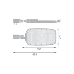 Ledvance LED Gatubelysning Area Extra Large RV35ST Aluminium Grå 150W 19500lm 155X69D - 730 Varm Vit | IP66 - Asymmetrisk