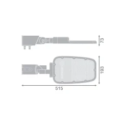 Ledvance LED gatubelysning Area Value Medium SPD Aluminium Grå 65W 8450lm 160x58D - 727 Extra Varm Vit | IP66 - Symmetrisk