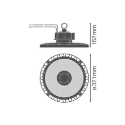 Ledvance LED Highbay Gen 5 Aluminium Svart 200W 36200lm 110D - 840 Kallvit | IP66 - 1-10V Dimbar