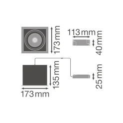 Ledvance LED Spot Fyrkant Lutningsbar Svart-Vit 30W 2700lm 36D - 830 Varm Vit | Utskärning 164mm